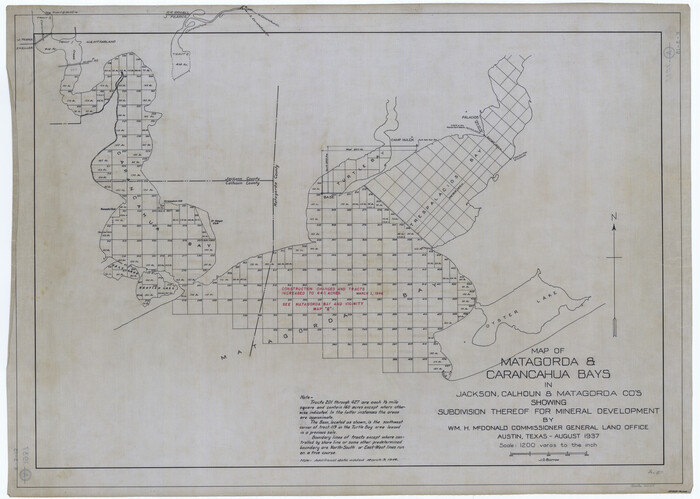 2255, Map of Matagorda & Carancahua Bays in Jackson, Calhoun & Matagorda Cos. showing subdivision thereof for mineral development, General Map Collection