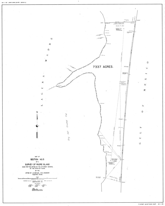 2261, Map of section no. 5 of a survey of Padre Island made for the Office of the Attorney General of the State of Texas, General Map Collection