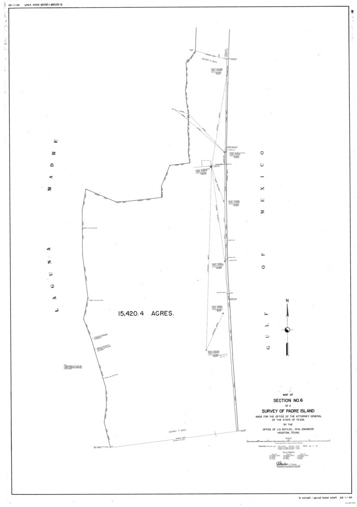 2262, Map of section no. 6 of a survey of Padre Island made for the Office of the Attorney General of the State of Texas, General Map Collection