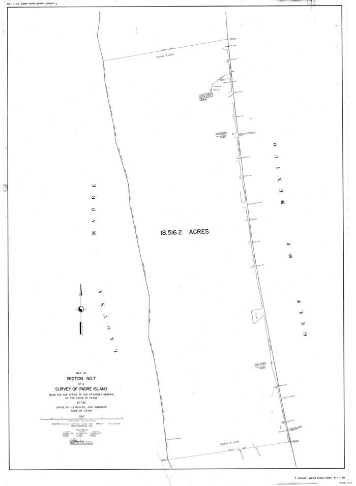 2263, Map of section no. 7 of a survey of Padre Island made for the Office of the Attorney General of the State of Texas, General Map Collection