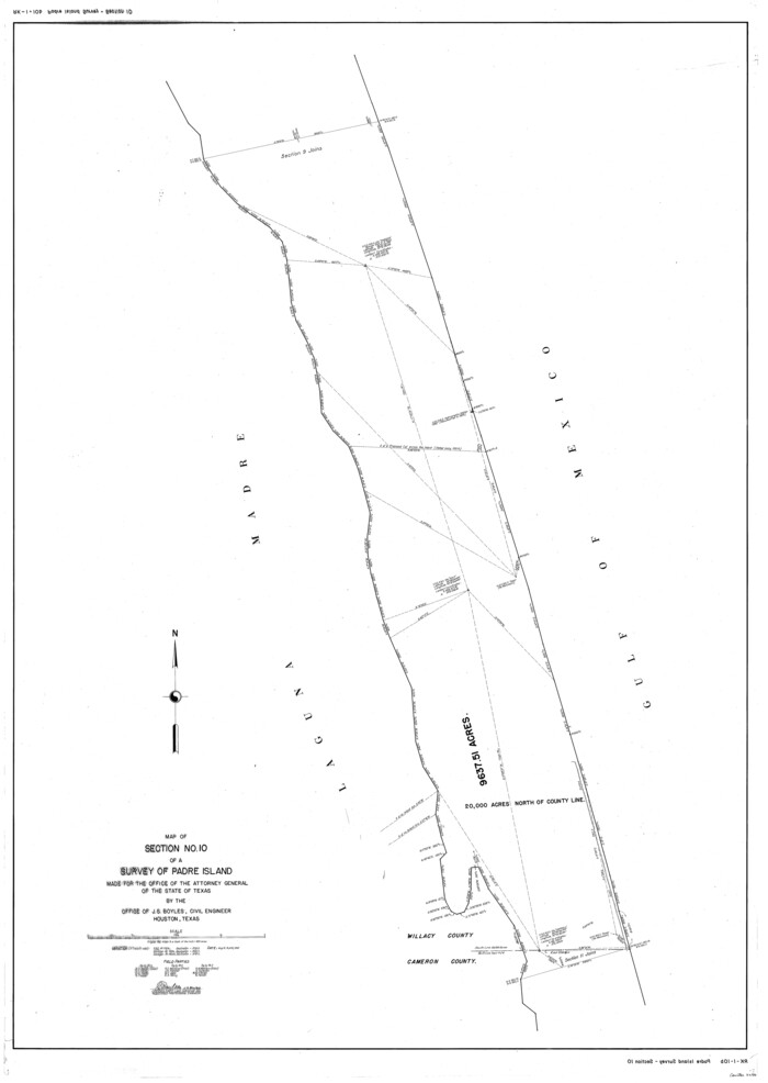 2266, Map of section no. 10 of a survey of Padre Island made for the Office of the Attorney General of the State of Texas, General Map Collection