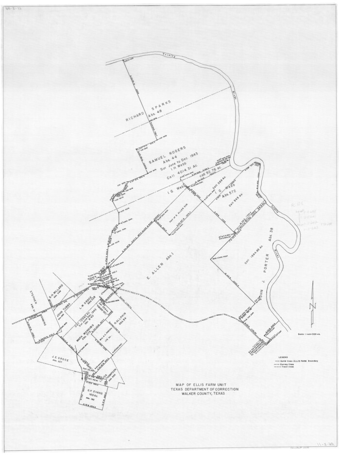 2284, Map of Ellis Farm Unit, Texas Department of Corrections, Walker County, Texas, General Map Collection