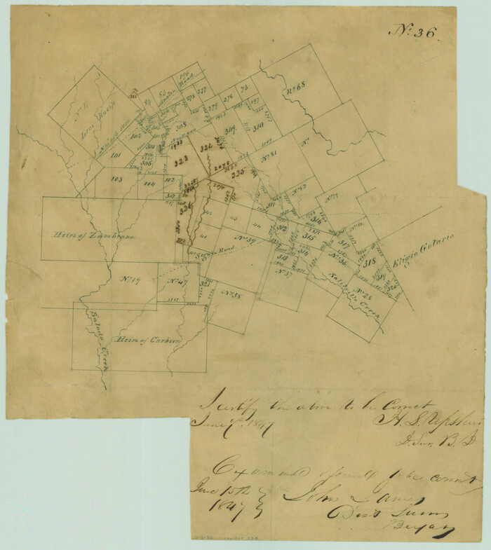 234, [Surveys in the Bexar District in the vicinity of Salado and Saltillo Creeks], General Map Collection