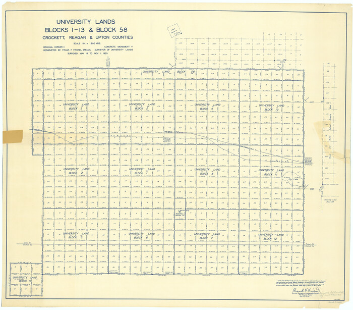 2409, University Lands, Blocks 1-13 & Block 58, Crockett, Reagan & Upton Counties, General Map Collection