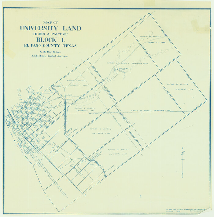 2423, Map of University Land being a part of Block L, El Paso County, Texas, General Map Collection