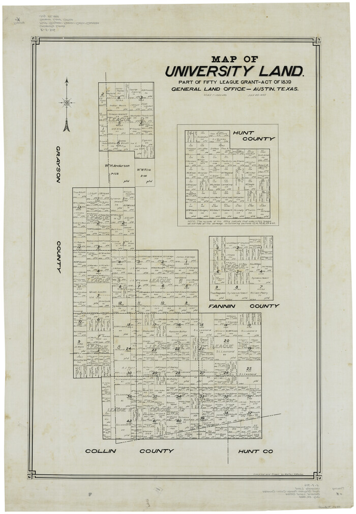 2430, Map of University Land part of Fifty League Grant Act of 1839, General Map Collection
