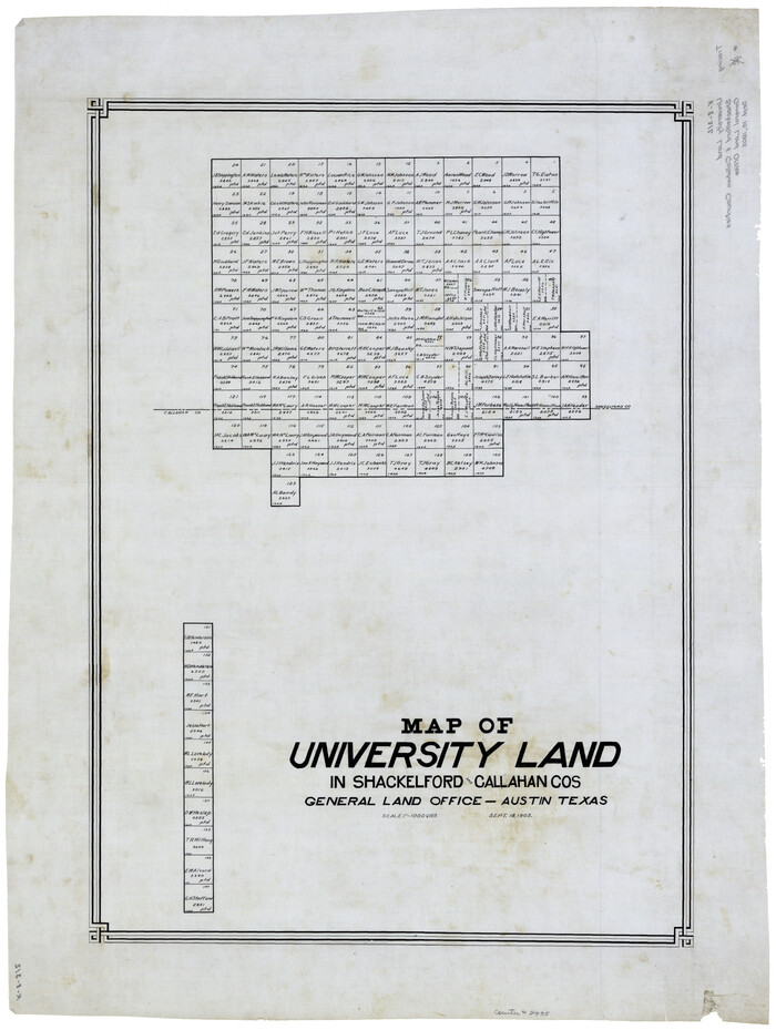 2435, Map of University Land in Shackelford and Callahan Counties, General Map Collection