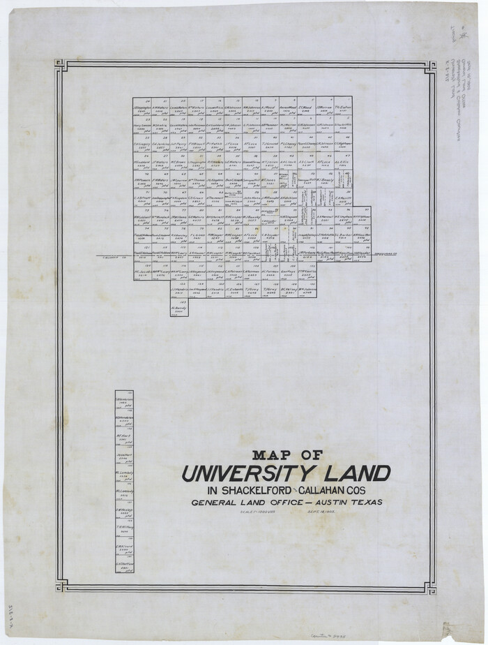 2435, Map of University Land in Shackelford and Callahan Counties, General Map Collection