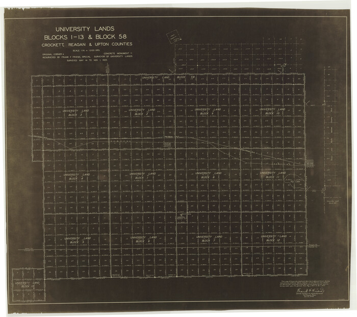 2445, University Lands Blocks 1-13 & Block 58, Crockett, Reagan & Upton Counties, General Map Collection