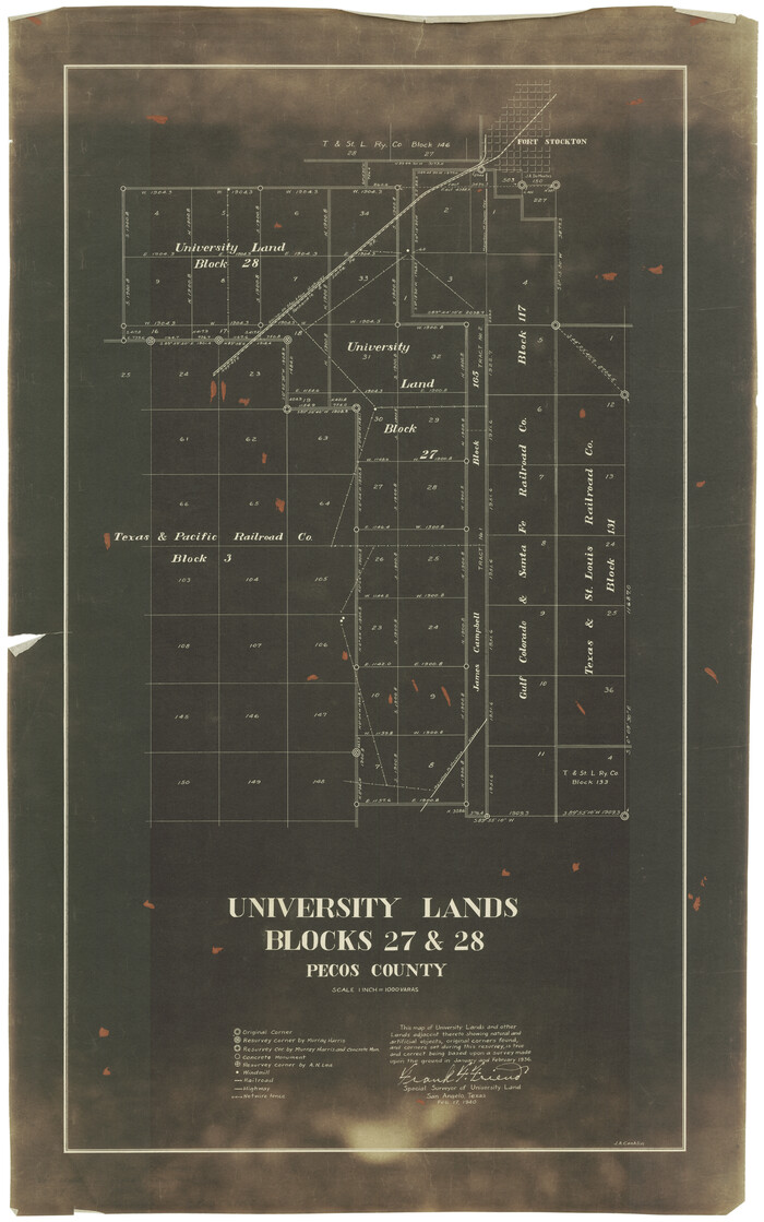 2449, University Lands Blocks 27 & 28, Pecos County, General Map Collection
