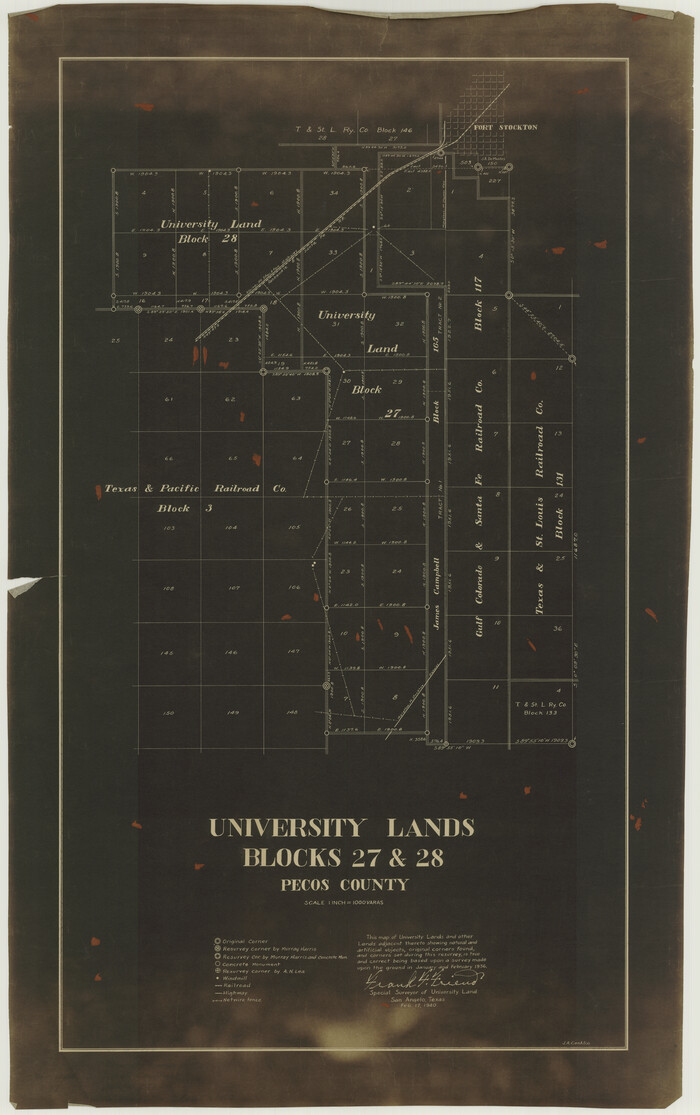 2449, University Lands Blocks 27 & 28, Pecos County, General Map Collection