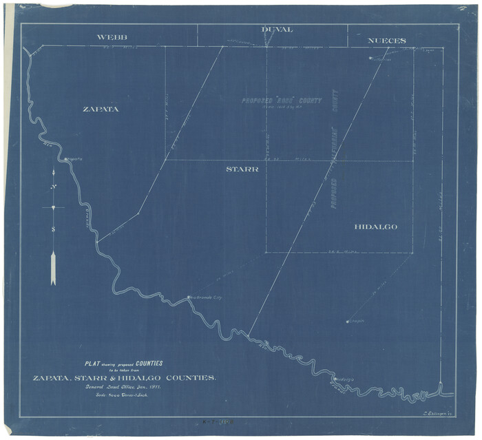 2478, Plat showing proposed counties to be taken from Zapata, Starr & Hidalgo Counties, General Map Collection
