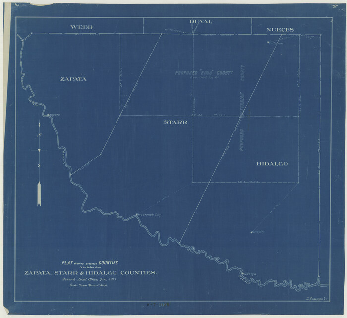 2478, Plat showing proposed counties to be taken from Zapata, Starr & Hidalgo Counties, General Map Collection