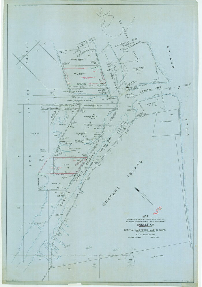 2501, Map showing state tracts in E. part of Corpus Christi Bay and surveys on Harbor Island & Corpus Christi channel, General Map Collection