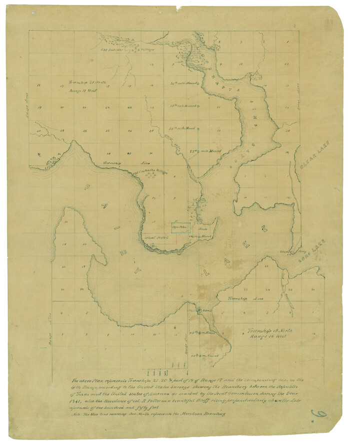 262, [Map representing Townships 21, 20 and part of 19 of Range 17 and the corresponding ones in the 16th Range, according to the United States surveys showing the Boundary between the Republic of Texas and the United States of America], General Map Collection