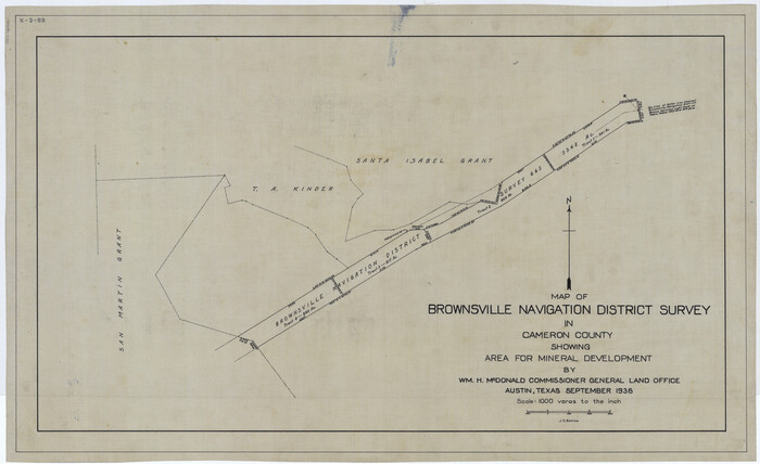 2731, Map of Brownsville Navigation District survey in Cameron County showing area for mineral development, General Map Collection