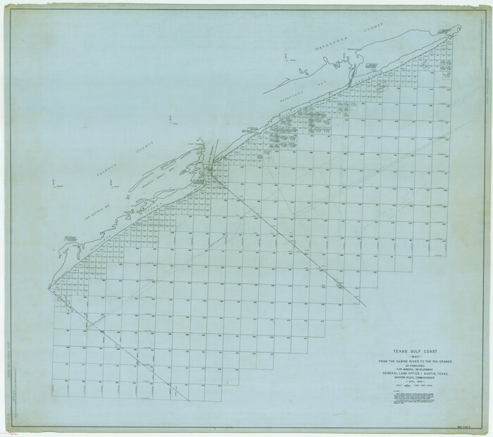 2906, Texas Gulf Coast Map from the Sabine River to the Rio Grande as subdivided for mineral development, General Map Collection