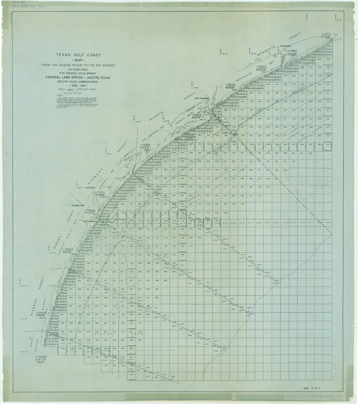 2911, Texas Gulf Coast Map from the Sabine River to the Rio Grande as subdivided for mineral development, General Map Collection