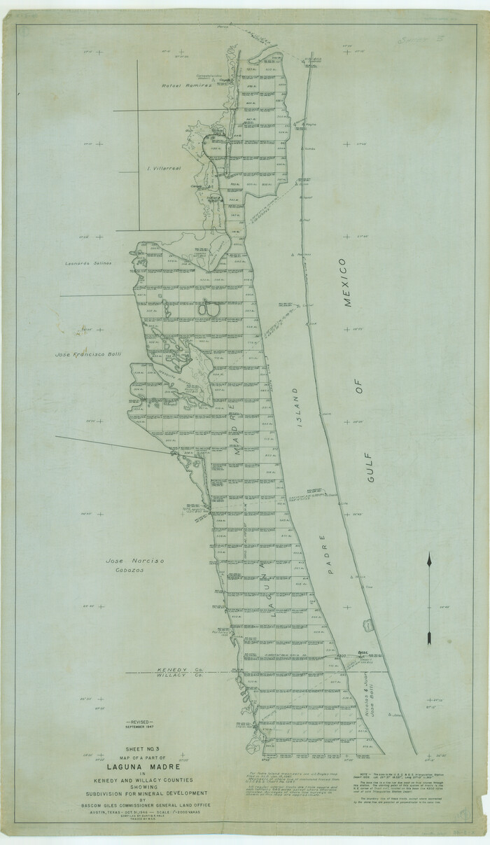 2915, Map of a part of Laguna Madre showing subdivision for mineral development, General Map Collection