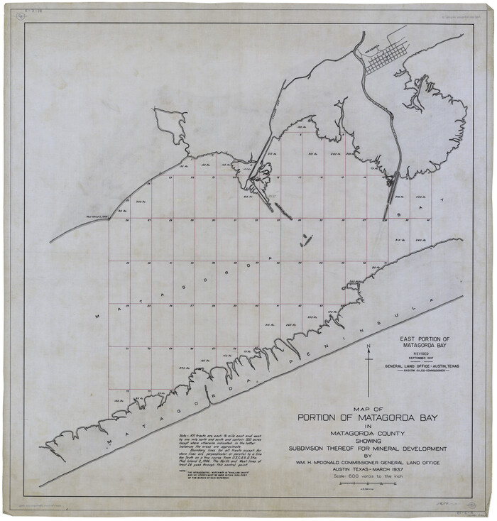 2921, Map of Portion of Matagorda Bay in Matagorda County showing subdivision thereof for mineral development, General Map Collection