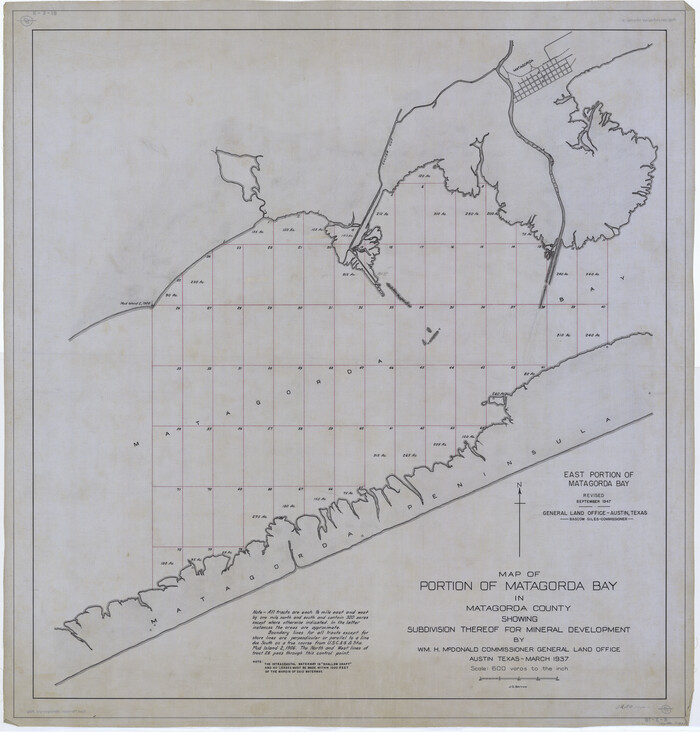 2921, Map of Portion of Matagorda Bay in Matagorda County showing subdivision thereof for mineral development, General Map Collection