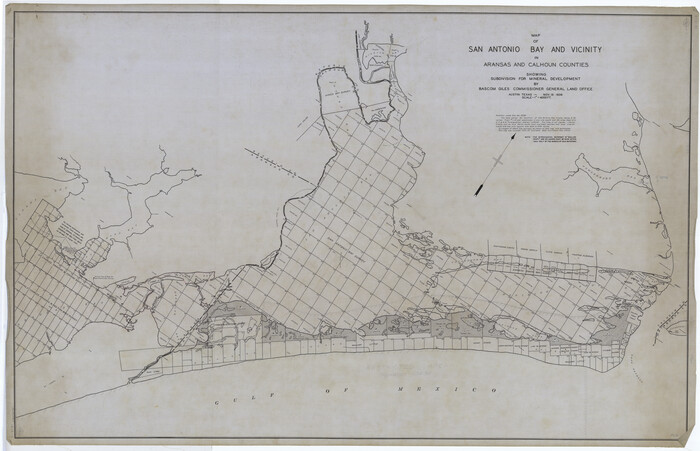 2925, Map of San Antonio Bay and Vicinity in Aransas and Calhoun Counties showing subdivision for mineral development, General Map Collection
