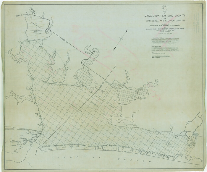2927, Map of Matagorda Bay & Vicinity in Matagorda & Calhoun Counties Showing Subdivision for Mineral Development, General Map Collection