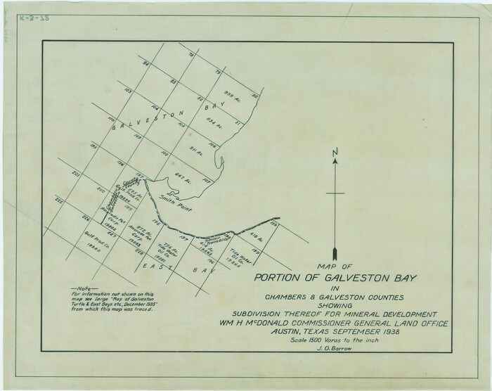 2935, Map of portion of Galveston Bay in Chambers & Galveston Counties showing subdivision thereof for mineral development, General Map Collection