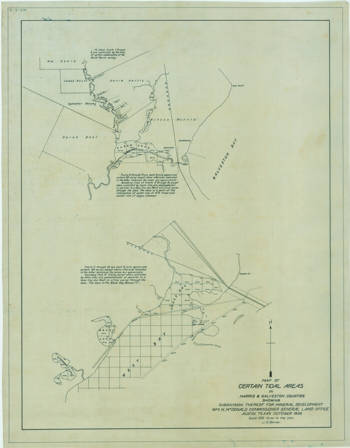 2936, Map of certain tidal areas in Harris and Galveston Counties showing subdivision thereof for mineral development, General Map Collection