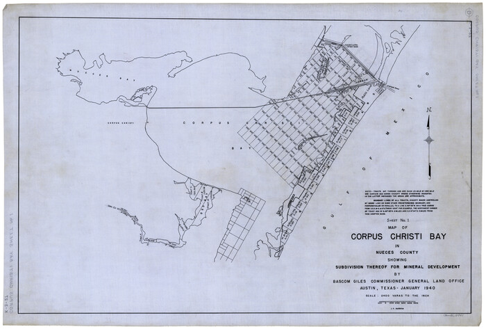2941, Map of Corpus Christi Bay in Nueces County Showing Subdivision Thereof for Mineral Development, General Map Collection