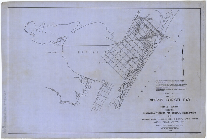 2941, Map of Corpus Christi Bay in Nueces County Showing Subdivision Thereof for Mineral Development, General Map Collection
