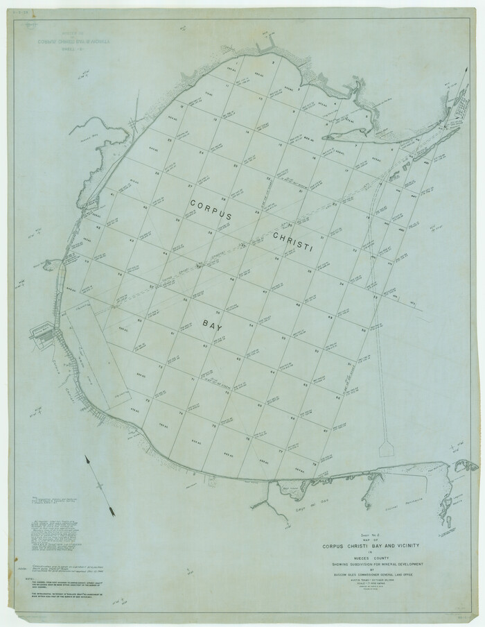 2942, Map of Corpus Christi Bay in Nueces County Showing Subdivision Thereof for Mineral Development, General Map Collection