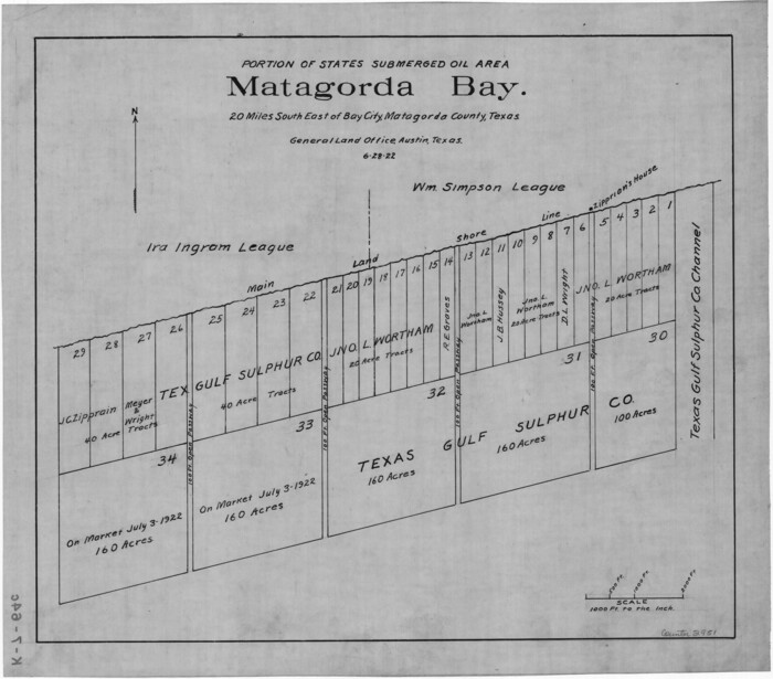 2951, Portion of States Submerged Area in Matagorda Bay, General Map Collection