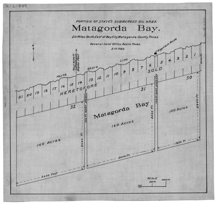 2952, Portion of States Submerged Area in Matagorda Bay, General Map Collection