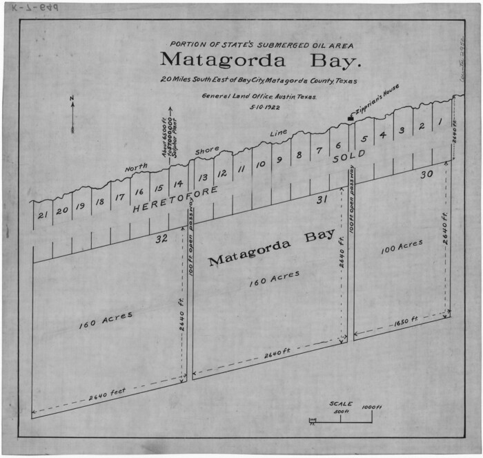 2952, Portion of States Submerged Area in Matagorda Bay, General Map Collection