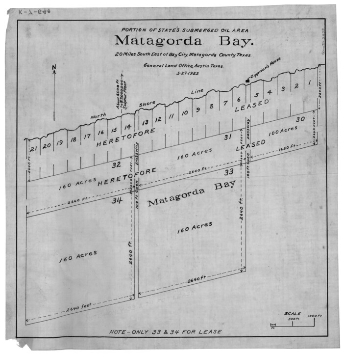 2953, Portion of States Submerged Area in Matagorda Bay, General Map Collection