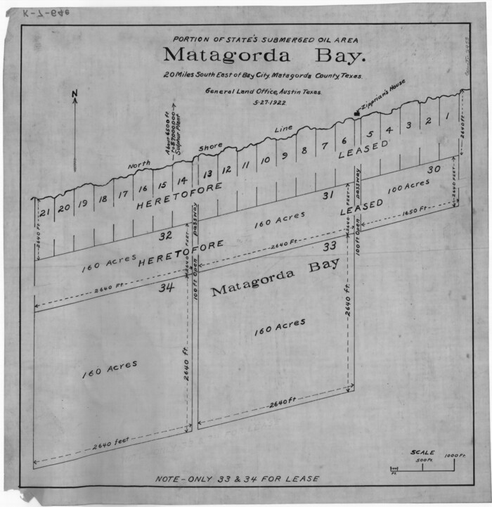 2953, Portion of States Submerged Area in Matagorda Bay, General Map Collection