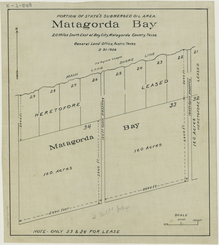 2955, Portion of States Submerged Area in Matagorda Bay, General Map Collection