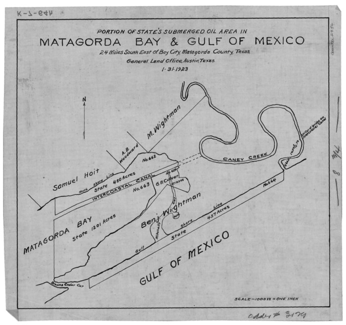 2956, Portion of States Submerged Area in Matagorda Bay, General Map Collection