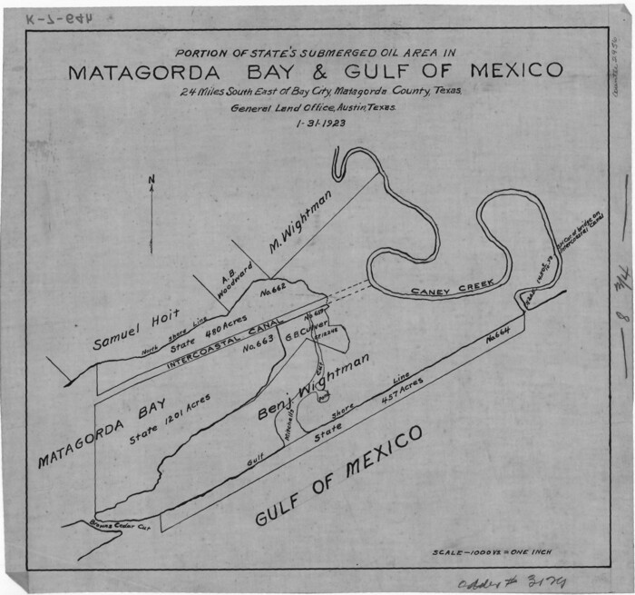 2956, Portion of States Submerged Area in Matagorda Bay, General Map Collection