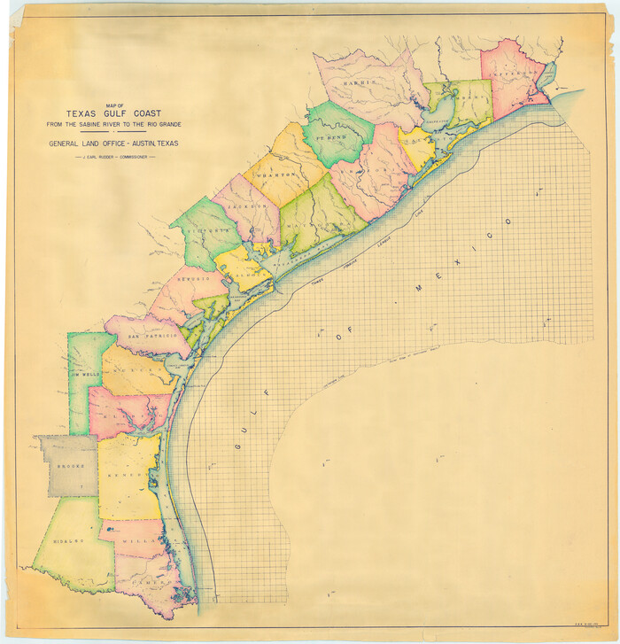 3014, Colored Map of Texas Gulf Coast from Sabine River to the Rio Grande, General Map Collection