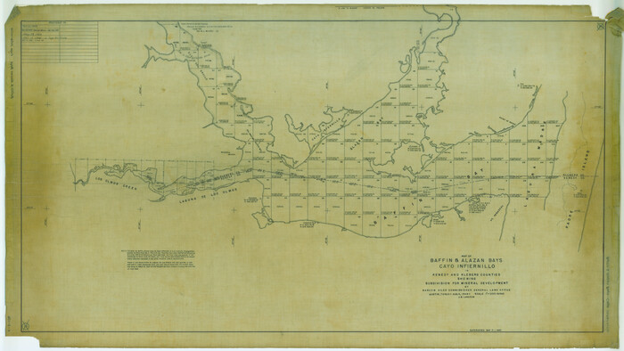 3017, Map of Baffin & Alazan Bays, Cayo Infiernillo in Kenedy & Kleberg Counties Showing Subdivision for Mineral Development, General Map Collection