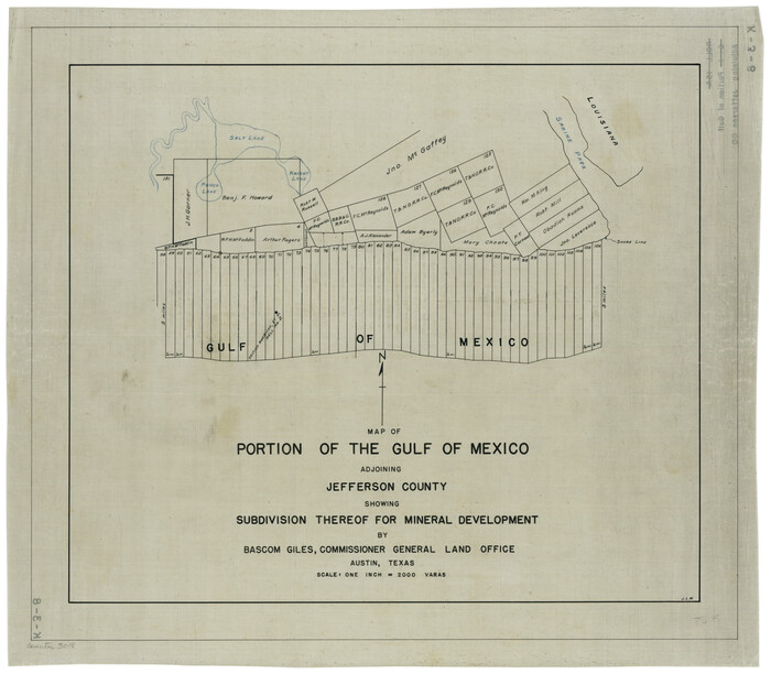 3018, Map of Portion of the Gulf of Mexico Adjoining Jefferson County Showing Subdivision Thereof for Mineral Development, General Map Collection