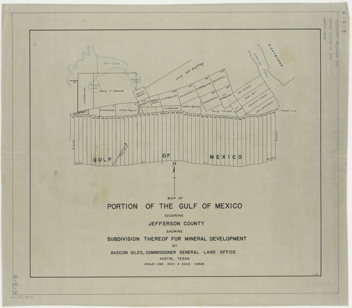 3018, Map of Portion of the Gulf of Mexico Adjoining Jefferson County Showing Subdivision Thereof for Mineral Development, General Map Collection