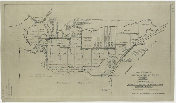 3019, Sketch showing Mineral Leases in Nueces Bay , General Map Collection