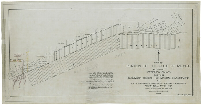 3020, Map of Portion of the Gulf of Mexico Adjoining Jefferson County Showing Subdivision Thereof for Mineral Development, General Map Collection