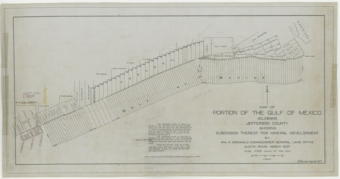 3020, Map of Portion of the Gulf of Mexico Adjoining Jefferson County Showing Subdivision Thereof for Mineral Development, General Map Collection