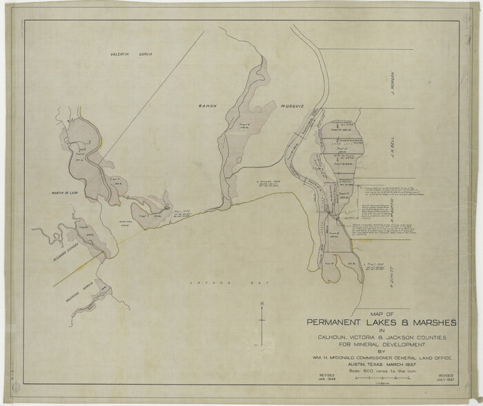 3021, Map of Permanent Lakes & Marshes in Calhoun, Victoria & Jackson Counties for Mineral Development, General Map Collection