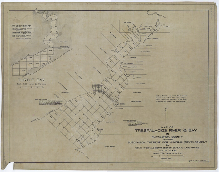 3022, Map of Trespalacios River & Bay in Matagorda County showing subdivision thereof for mineral development, General Map Collection