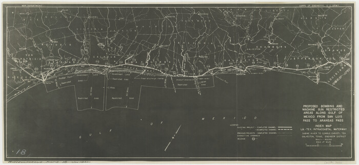 3024, Proposed bombing and machine gun restricted areas along Gulf of Mexico from San Luis Pass to Aransas Pass, General Map Collection
